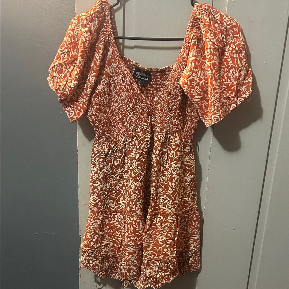 Angie Terracotta Patterned Top